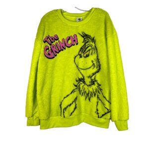 The Grinch Womens Woobie Graphic Sweatshirt Plush XL Green